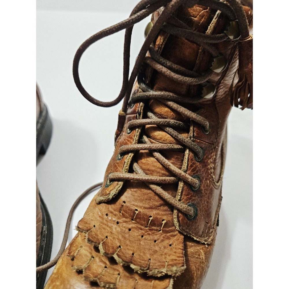 Vimtage Women's Justin Kiltie Leather Y2K Brown Boots Size 6.5 Ankle Distressed - Picture 15 of 16